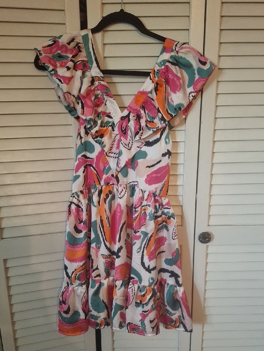 TCEC Multicolor Abstract V-Neck Dress